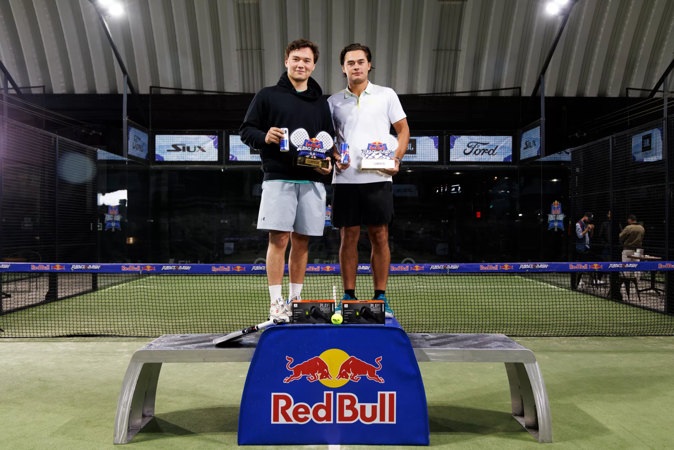 Men's podium at the Red Bull Padel Dash National Final in Mexico City, Mexico on September 7, 2024. // Jose Duch / Red Bull Content Pool // SI202409101071 // Usage for editorial use only //
