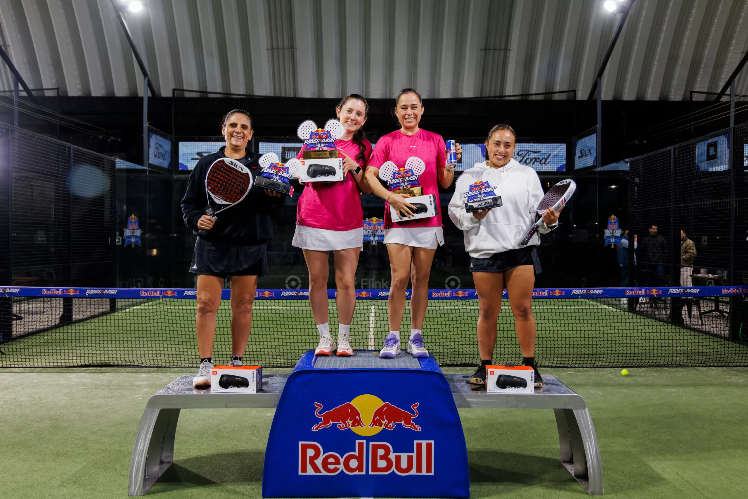 Women's podium at the Red Bull Padel Dash National Final in Mexico City, Mexico on September 7, 2024. // Jose Duch / Red Bull Content Pool // SI202409101072 // Usage for editorial use only //